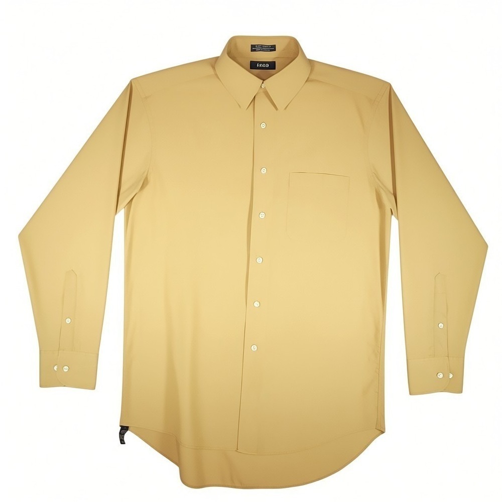 IZOD Yellow Dress Shirt 16 34/35 Wrinkle Free Poplin Button Down Mens